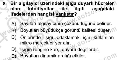 Sayısal Fotoğrafa Giriş Dersi 2023 - 2024 Yılı Yaz Okulu Sınav Soruları 8. Soru