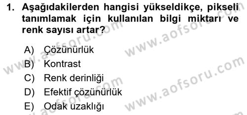 Sayısal Fotoğrafa Giriş Dersi 2024 - 2025 Yılı (Vize) Ara Sınav Soruları 1. Soru