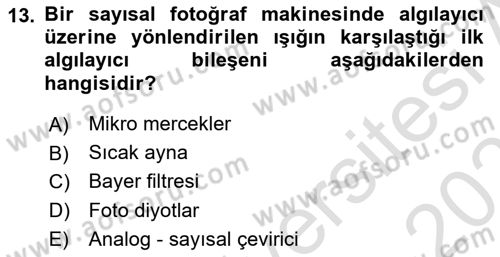 Sayısal Fotoğrafa Giriş Dersi 2024 - 2025 Yılı (Vize) Ara Sınav Soruları 13. Soru