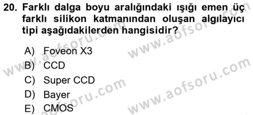 Sayısal Fotoğrafa Giriş Dersi 2024 - 2025 Yılı (Vize) Ara Sınav Soruları 20. Soru