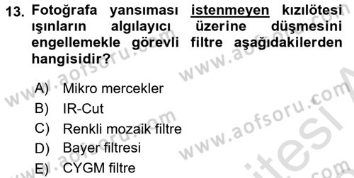 Sayısal Fotoğrafa Giriş Dersi 2024 - 2025 Yılı (Final) Dönem Sonu Sınav Soruları 13. Soru
