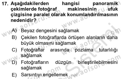 Sayısal Fotoğrafa Giriş Dersi 2024 - 2025 Yılı (Final) Dönem Sonu Sınav Soruları 17. Soru