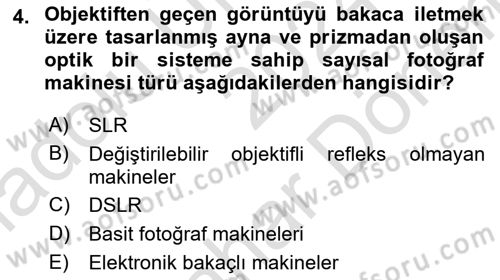 Sayısal Fotoğrafa Giriş Dersi 2024 - 2025 Yılı (Final) Dönem Sonu Sınav Soruları 4. Soru