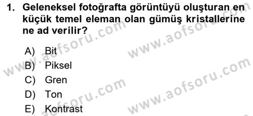 Sayısal Fotoğrafa Giriş Dersi 2024 - 2025 Yılı Yaz Okulu Sınav Soruları 1. Soru