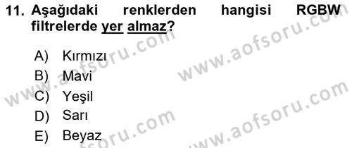 Sayısal Fotoğrafa Giriş Dersi 2024 - 2025 Yılı Yaz Okulu Sınav Soruları 11. Soru