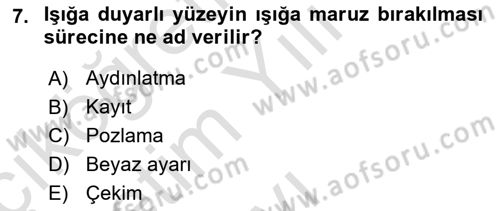 Sayısal Fotoğrafa Giriş Dersi 2024 - 2025 Yılı Yaz Okulu Sınav Soruları 7. Soru