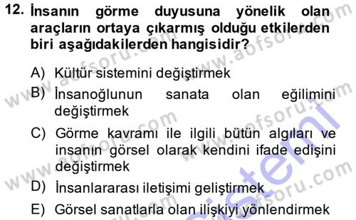 Fotoğraf Kültürü Dersi 2013 - 2014 Yılı (Final) Dönem Sonu Sınav Soruları 12. Soru