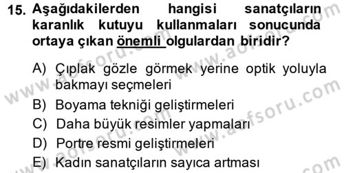 Fotoğraf Kültürü Dersi 2013 - 2014 Yılı (Final) Dönem Sonu Sınav Soruları 15. Soru