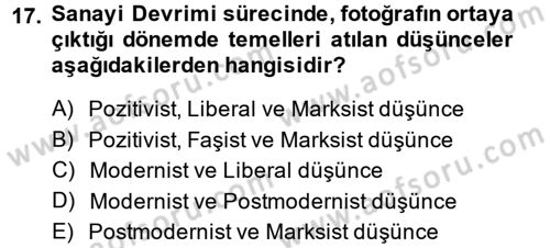 Fotoğraf Kültürü Dersi 2013 - 2014 Yılı (Final) Dönem Sonu Sınav Soruları 17. Soru