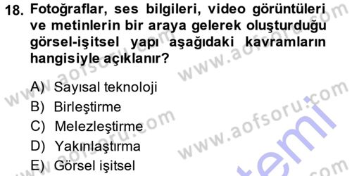 Fotoğraf Kültürü Dersi 2013 - 2014 Yılı (Final) Dönem Sonu Sınav Soruları 18. Soru