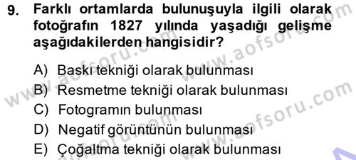 Fotoğraf Kültürü Dersi 2013 - 2014 Yılı (Final) Dönem Sonu Sınav Soruları 9. Soru