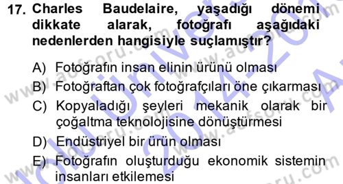 Fotoğraf Kültürü Dersi Ara Sınavı Deneme Sınav Soruları 17. Soru