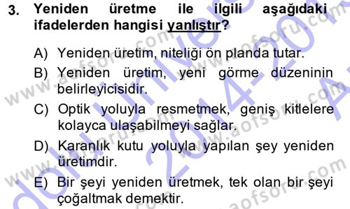 Fotoğraf Kültürü Dersi Ara Sınavı Deneme Sınav Soruları 3. Soru