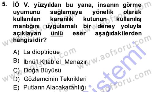 Fotoğraf Kültürü Dersi Ara Sınavı Deneme Sınav Soruları 5. Soru