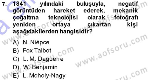Fotoğraf Kültürü Dersi Ara Sınavı Deneme Sınav Soruları 7. Soru
