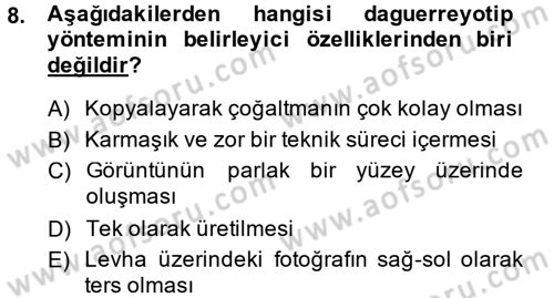Fotoğraf Kültürü Dersi Ara Sınavı Deneme Sınav Soruları 8. Soru
