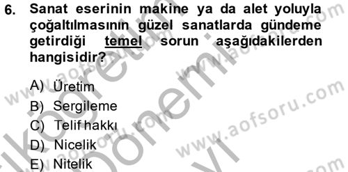 Fotoğraf Kültürü Dersi 2014 - 2015 Yılı (Final) Dönem Sonu Sınav Soruları 6. Soru