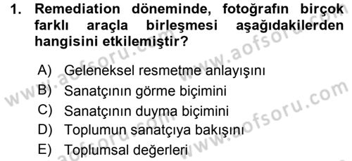 Fotoğraf Kültürü Dersi Ara Sınavı Deneme Sınav Soruları 1. Soru
