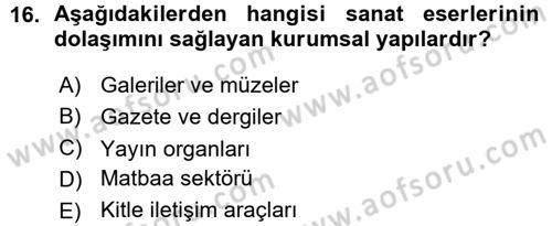 Fotoğraf Kültürü Dersi Ara Sınavı Deneme Sınav Soruları 16. Soru