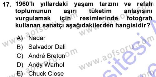 Fotoğraf Kültürü Dersi 2015 - 2016 Yılı (Vize) Ara Sınav Soruları 17. Soru