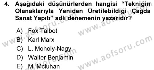 Fotoğraf Kültürü Dersi Ara Sınavı Deneme Sınav Soruları 4. Soru