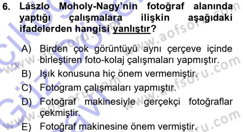 Fotoğraf Kültürü Dersi Ara Sınavı Deneme Sınav Soruları 6. Soru