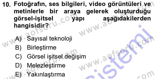 Fotoğraf Kültürü Dersi 2015 - 2016 Yılı (Final) Dönem Sonu Sınav Soruları 10. Soru