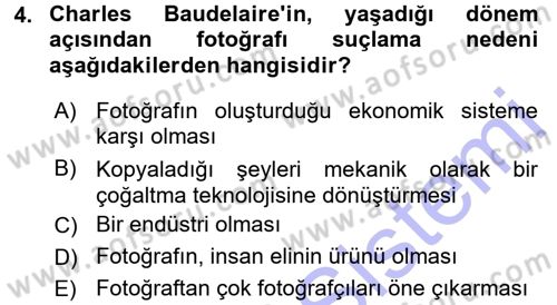 Fotoğraf Kültürü Dersi 2015 - 2016 Yılı (Final) Dönem Sonu Sınav Soruları 4. Soru