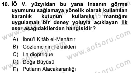 Fotoğraf Kültürü Dersi 2016 - 2017 Yılı 3 Ders Sınav Soruları 10. Soru
