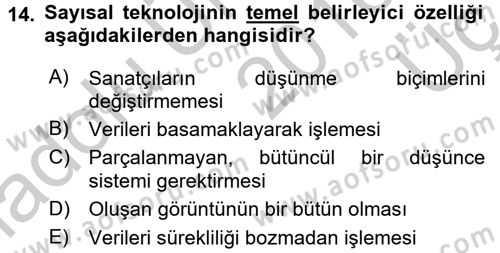 Fotoğraf Kültürü Dersi 2016 - 2017 Yılı 3 Ders Sınav Soruları 14. Soru
