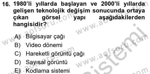 Fotoğraf Kültürü Dersi 2016 - 2017 Yılı 3 Ders Sınav Soruları 16. Soru