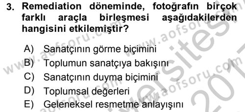 Fotoğraf Kültürü Dersi 2016 - 2017 Yılı 3 Ders Sınav Soruları 3. Soru