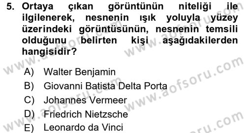 Fotoğraf Kültürü Dersi 2016 - 2017 Yılı 3 Ders Sınav Soruları 5. Soru
