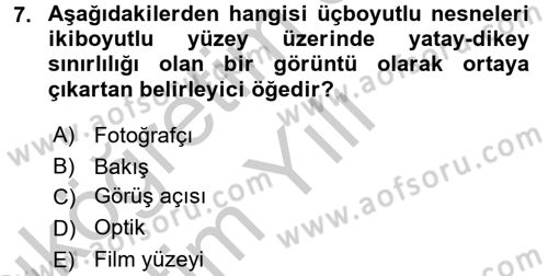Fotoğraf Kültürü Dersi 2016 - 2017 Yılı 3 Ders Sınav Soruları 7. Soru