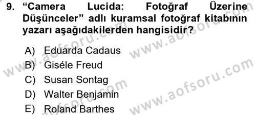 Fotoğraf Kültürü Dersi 2016 - 2017 Yılı 3 Ders Sınav Soruları 9. Soru