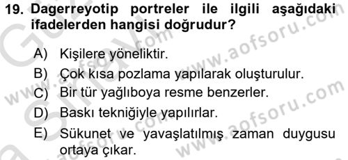 Fotoğraf Kültürü Dersi Ara Sınavı Deneme Sınav Soruları 19. Soru