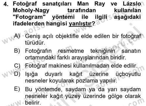 Fotoğraf Kültürü Dersi Ara Sınavı Deneme Sınav Soruları 4. Soru
