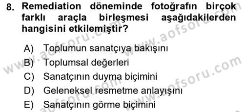 Fotoğraf Kültürü Dersi Ara Sınavı Deneme Sınav Soruları 8. Soru