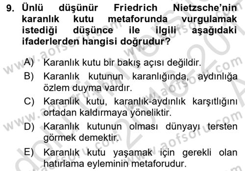 Fotoğraf Kültürü Dersi 2016 - 2017 Yılı (Vize) Ara Sınav Soruları 9. Soru