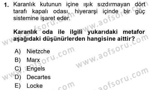 Fotoğraf Kültürü Dersi 2022 - 2023 Yılı (Vize) Ara Sınav Soruları 1. Soru
