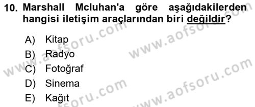 Fotoğraf Kültürü Dersi Ara Sınavı Deneme Sınav Soruları 10. Soru