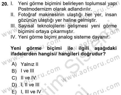Fotoğraf Kültürü Dersi Ara Sınavı Deneme Sınav Soruları 20. Soru