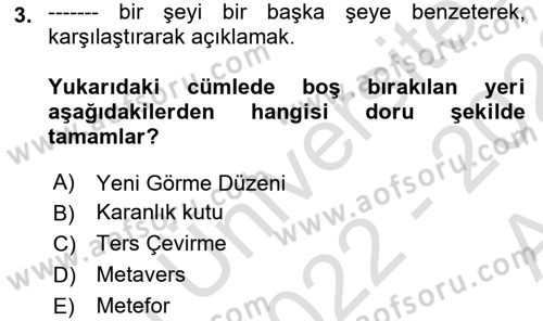 Fotoğraf Kültürü Dersi Ara Sınavı Deneme Sınav Soruları 3. Soru