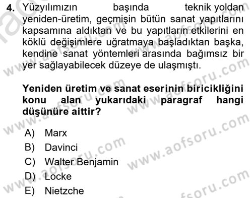 Fotoğraf Kültürü Dersi 2022 - 2023 Yılı (Vize) Ara Sınav Soruları 4. Soru