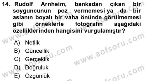 Fotoğraf Kültürü Dersi 2022 - 2023 Yılı (Final) Dönem Sonu Sınav Soruları 14. Soru