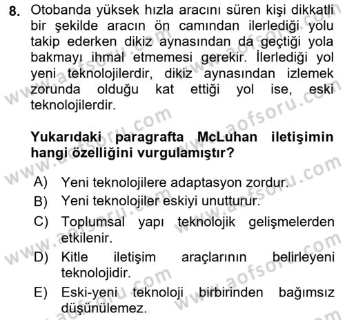 Fotoğraf Kültürü Dersi 2022 - 2023 Yılı (Final) Dönem Sonu Sınav Soruları 8. Soru