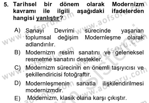 Fotoğraf Kültürü Dersi 2022 - 2023 Yılı Yaz Okulu Sınav Soruları 5. Soru