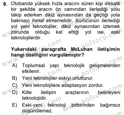 Fotoğraf Kültürü Dersi 2022 - 2023 Yılı Yaz Okulu Sınav Soruları 9. Soru