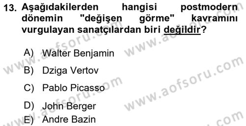 Fotoğraf Kültürü Dersi 2023 - 2024 Yılı (Final) Dönem Sonu Sınav Soruları 13. Soru