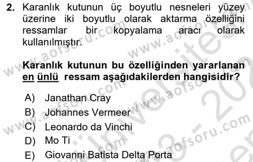 Fotoğraf Kültürü Dersi 2023 - 2024 Yılı (Final) Dönem Sonu Sınav Soruları 2. Soru